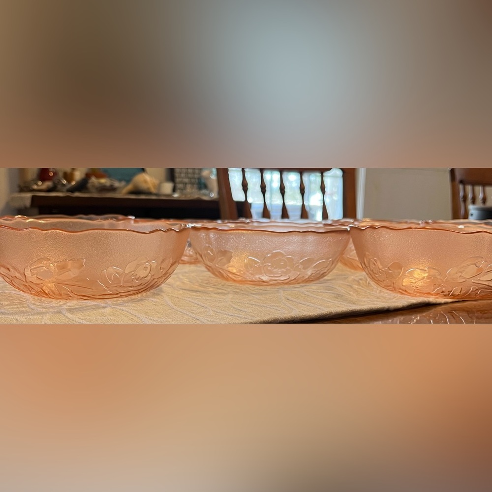 Set of 9 Vintage Arcoroc France Rosa Pink Cereal Bowls